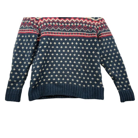 Vintage L.O.G.G. Womens Nordic Patterned Wool Blend Sweater Medium Blue - Picture 6 of 14